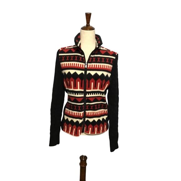 Lauren Ralph Aztec Fleece Cable Knit Zip Jacket Small - Picture 7 of 7
